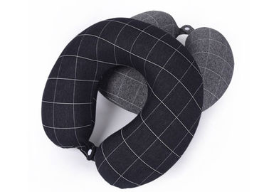Grey Color Crossline Pattern Memory Foam Neck Pillow Travel With Storage Bag supplier