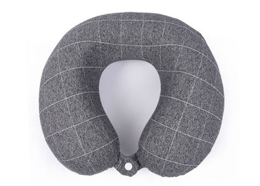 Grey Color Crossline Pattern Memory Foam Neck Pillow Travel With Storage Bag supplier