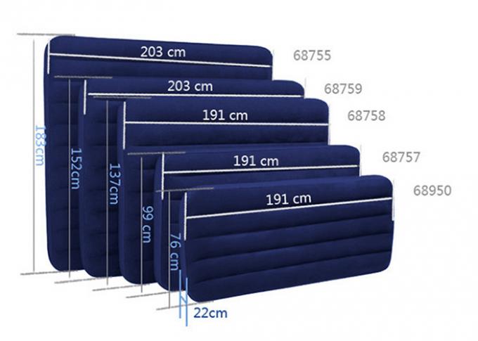 Flocking Material Blow Up Mattress Double Layer Type Dark Color 14 . 6KG