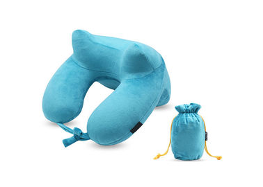 Rose Red / Blue Color Inflatable Travel Pillow Anti Snore With Storage Bag supplier