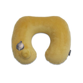 Customized Button Press Travel Blue Inflatable Neck Pillow For Camping Trips supplier
