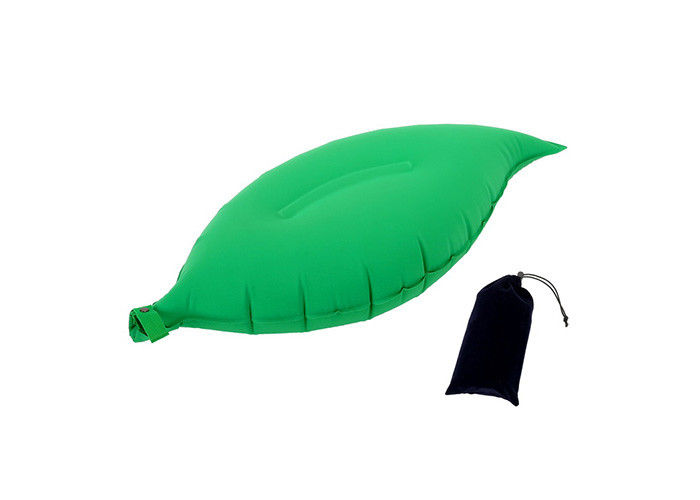 Sleeping Inflatable Travel Pillow Green Leaf Shape Polyester / Cotton Material supplier