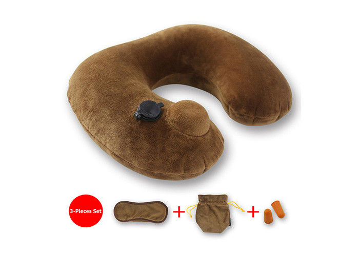 U Shape Inflatable Travel Neck Pillow , Waterproof Blow Up Airplane Pillow supplier